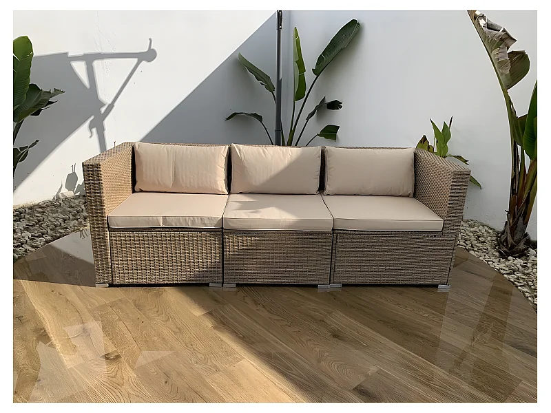 Salotti da giardino Set di Divani da Giardino Bahamas Divano Sofa Triplo Beige 3 Posti Kiefergarden