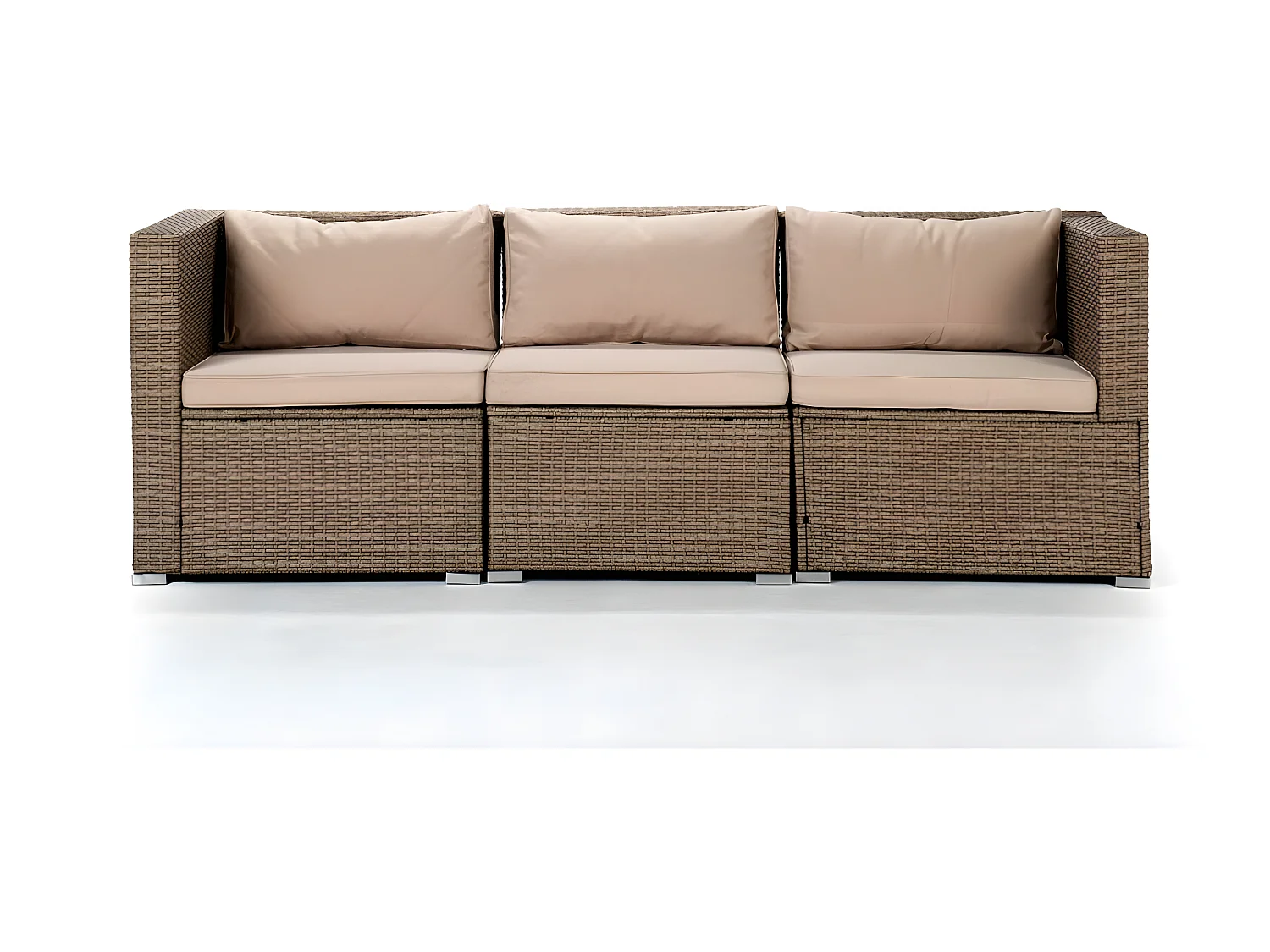 Salotti da giardino Set di Divani da Giardino Bahamas Divano Sofa Triplo Beige 3 Posti Kiefergarden