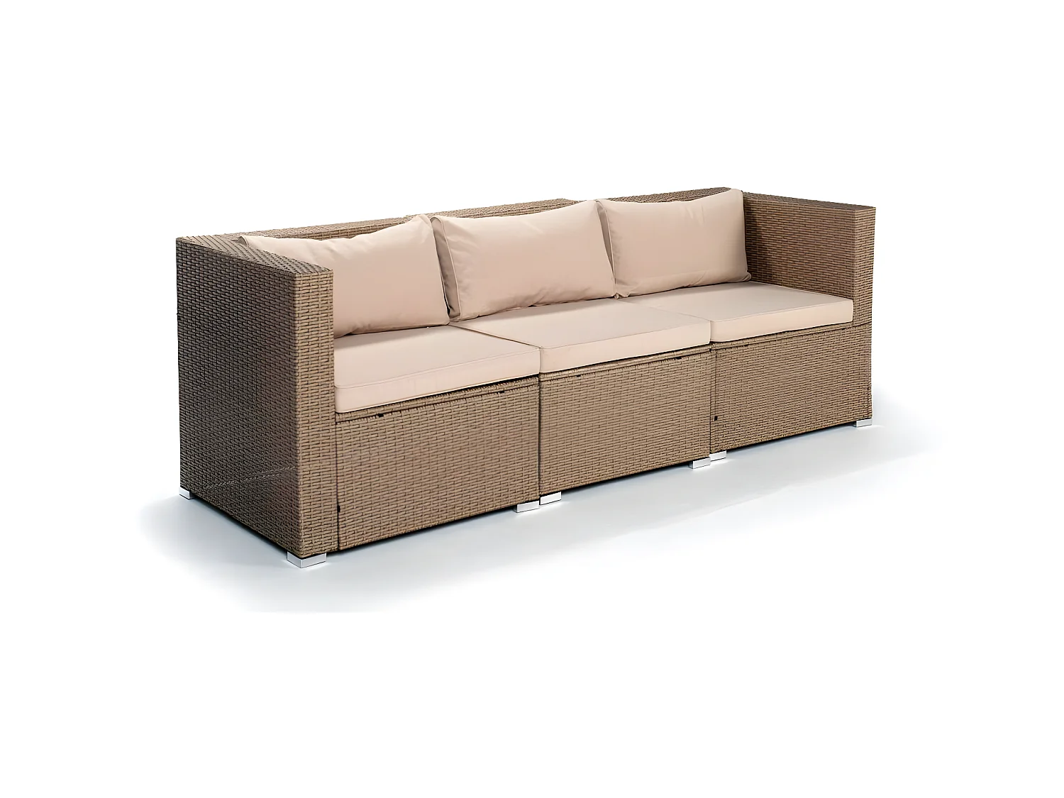 Salotti da giardino Set di Divani da Giardino Bahamas Divano Sofa Triplo Beige 3 Posti Kiefergarden