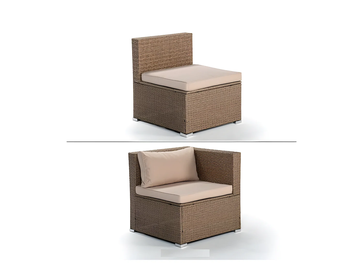 Salotti da giardino Set di Divani da Giardino Bahamas Divano Sofa Triplo Beige 3 Posti Kiefergarden