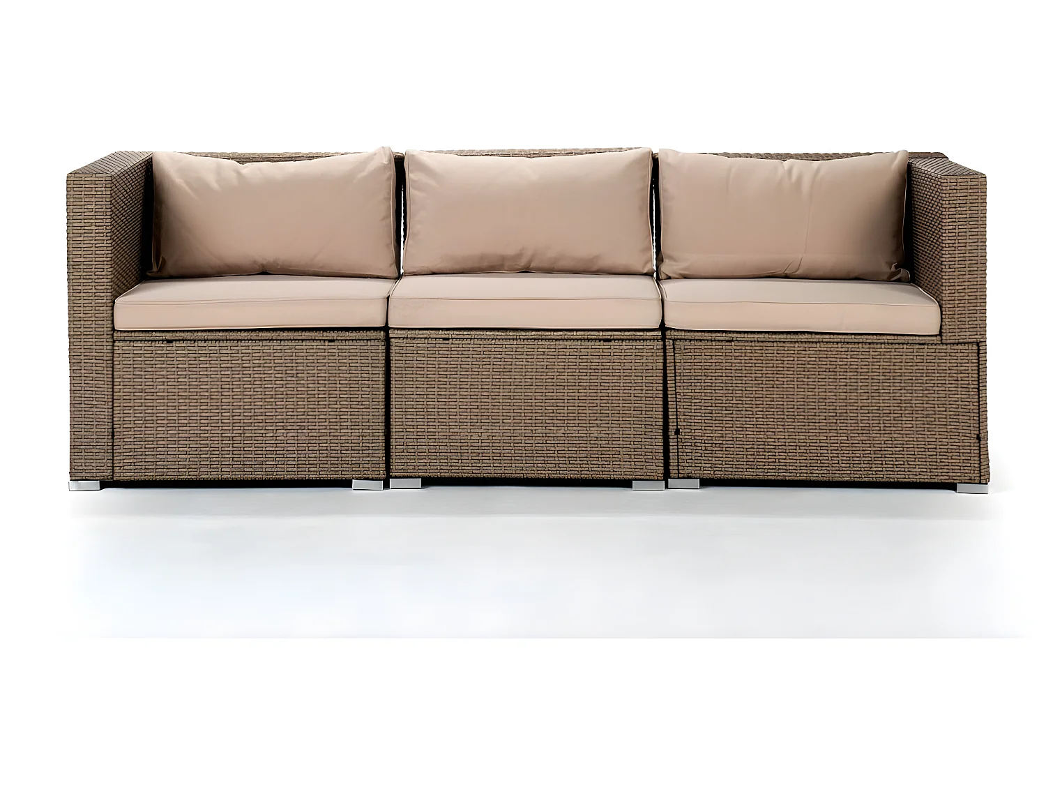 Salon de jardin Bahamas Canapé Triple 3 Places Beige Rotin Synthétique Kiefergarden