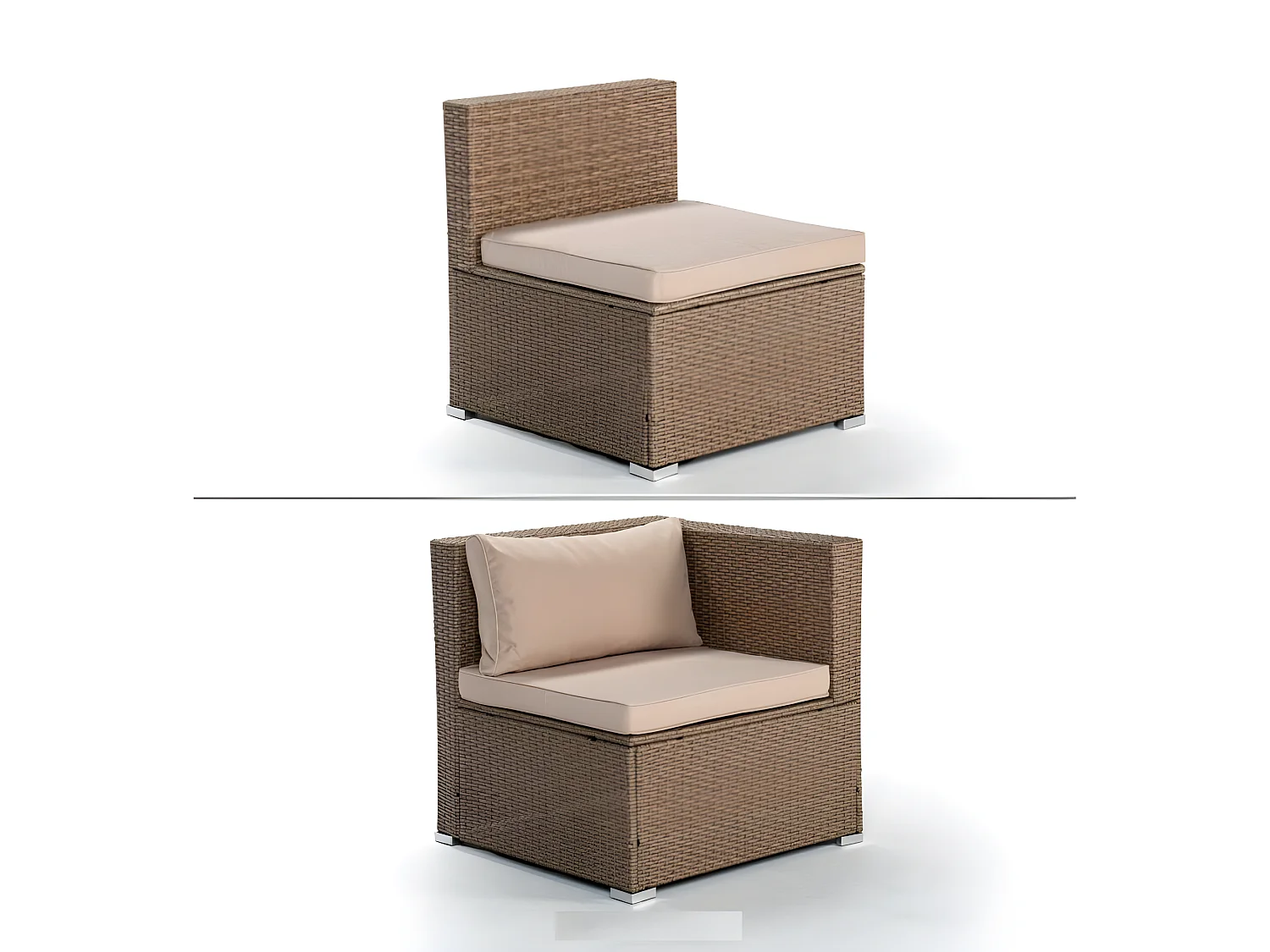 Salon de jardin Bahamas Canapé Triple 3 Places Beige Rotin Synthétique Kiefergarden