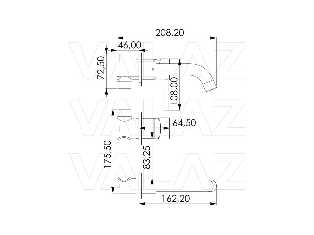 Grifo lavabo empotrado monomando BORACAY oro cepillado Dorado