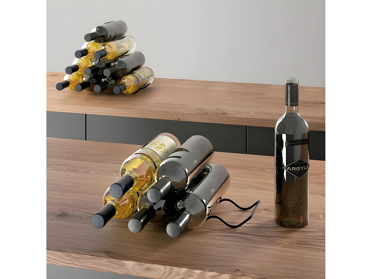 2 Porte-bouteilles WAVE 20 Compartiments Série LAVA de Metaltex. Finition Touch-Therm® Couleur Noir