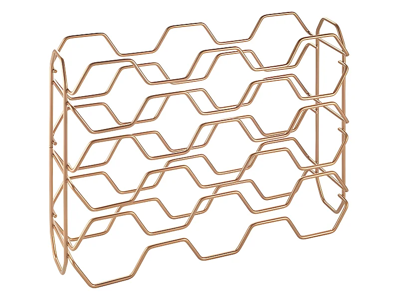 Wijnflessenhouder HEXAGON 15 Compartimenten Serie COPPER Metaltex Glanzend Koper 15 Flessen