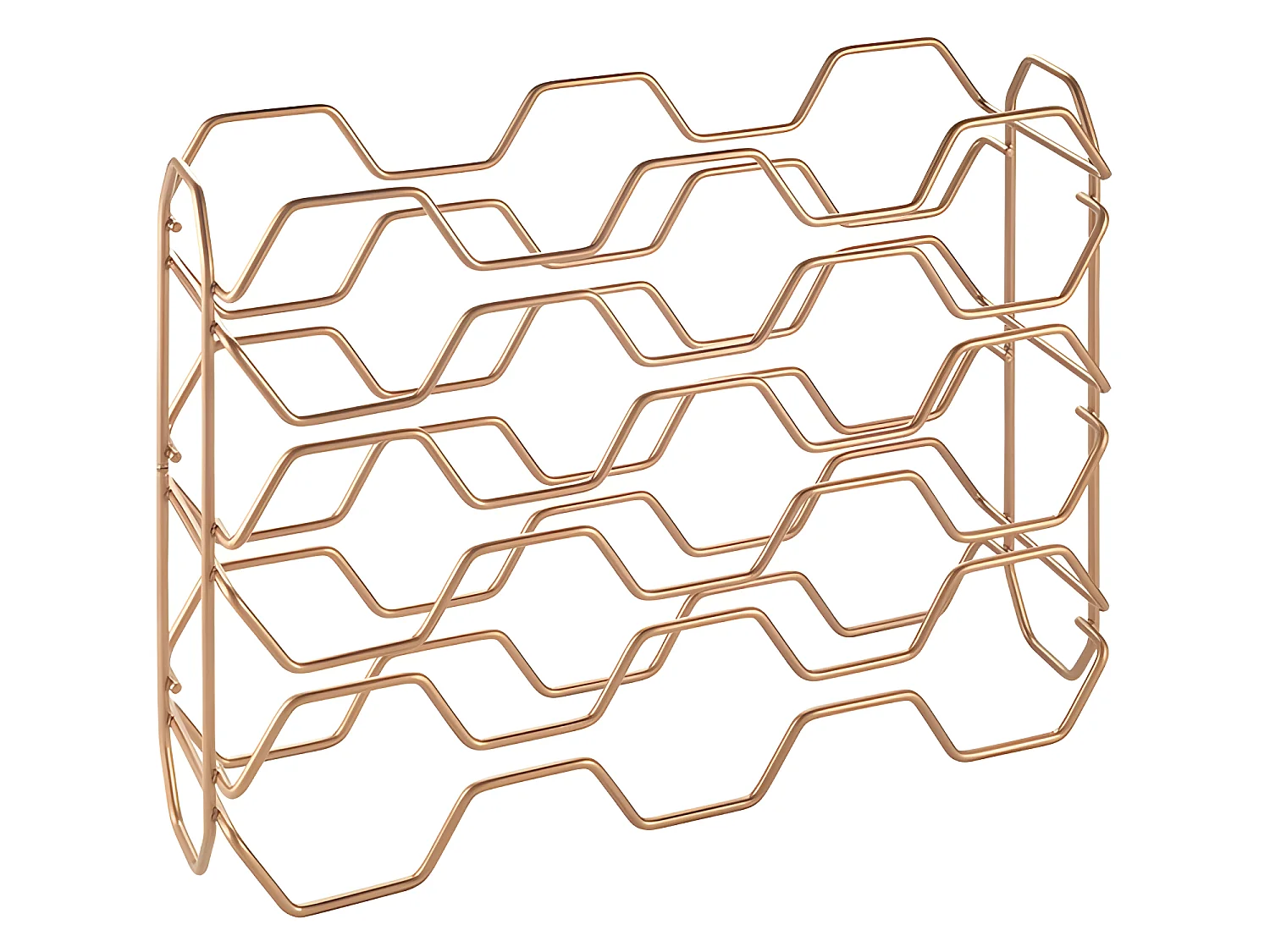 Portabottiglie HEXAGON 15 Scomparti Serie COPPER Metaltex Rame Lucido 15 Bottiglie