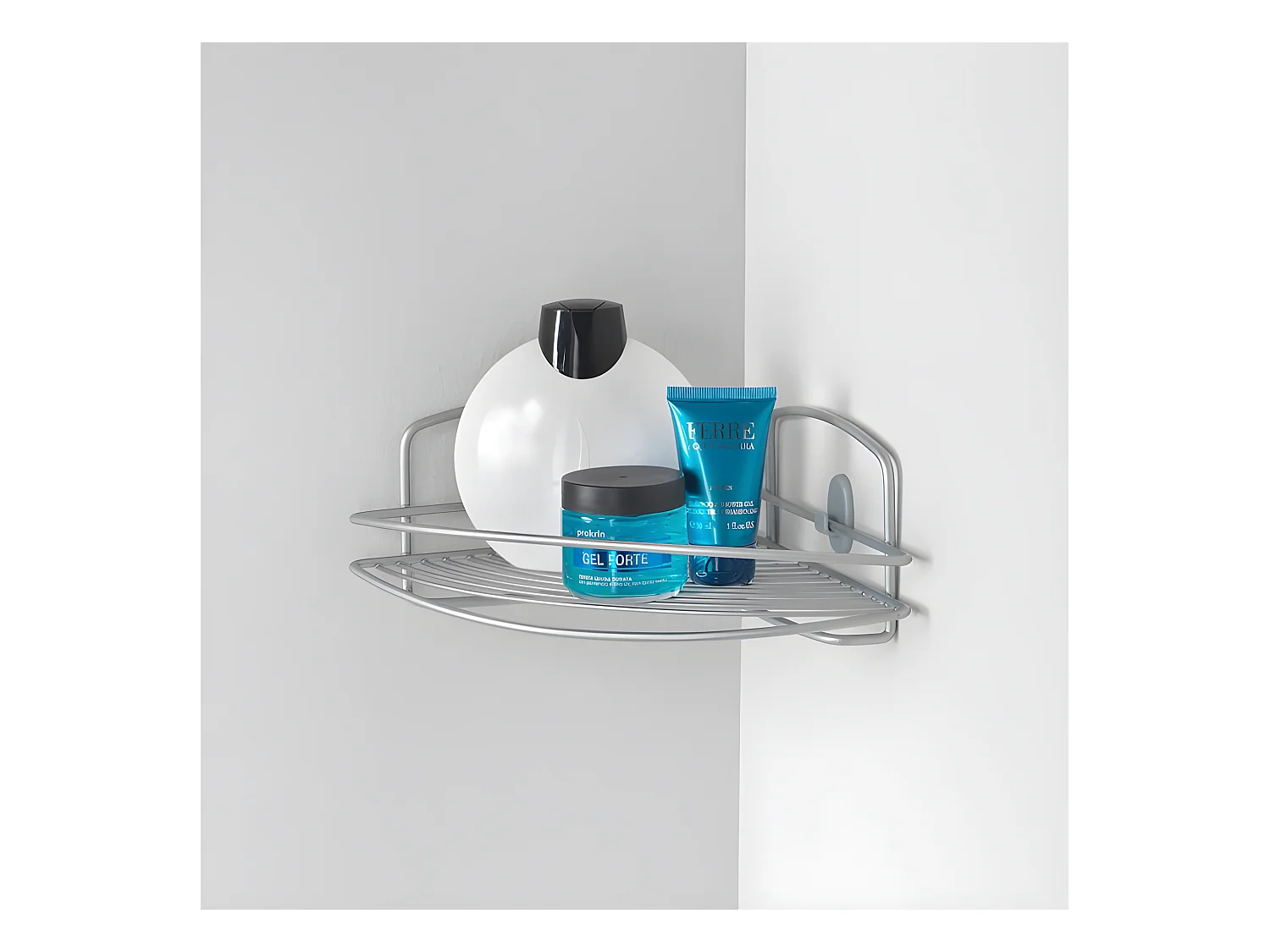 Rangement de Salle de Bain 1 Niveau Série Onde Metaltex. Finition Polytherm® Couleur Argent