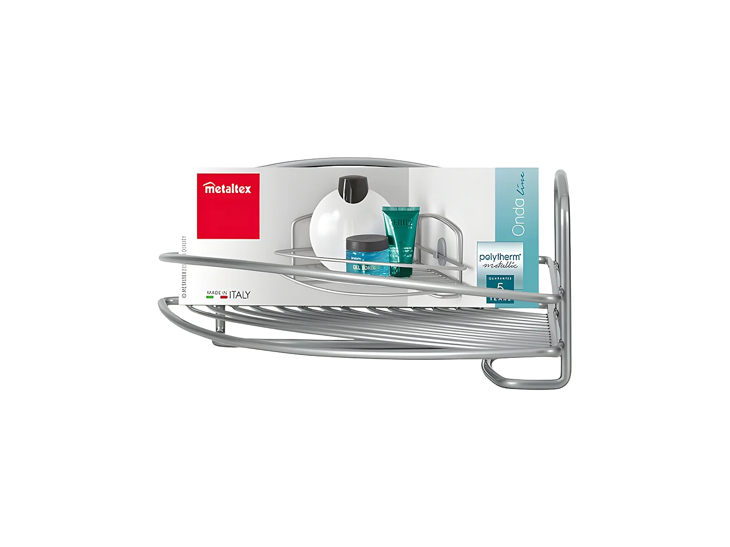 Rangement de Salle de Bain 1 Niveau Série Onde Metaltex. Finition Polytherm® Couleur Argent