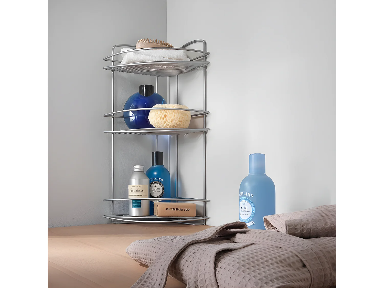 Eck-Duschregal mit 3 Etagen Onda Silbern