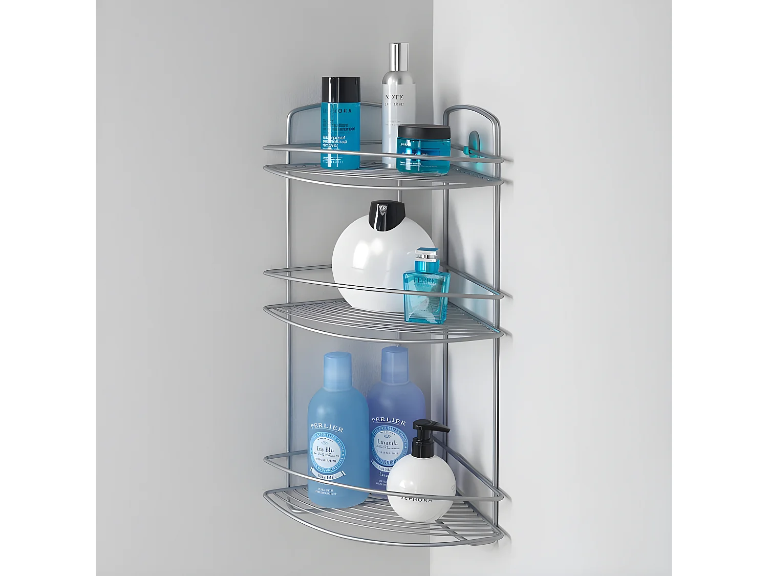 Eck-Duschregal mit 3 Etagen Onda Silbern