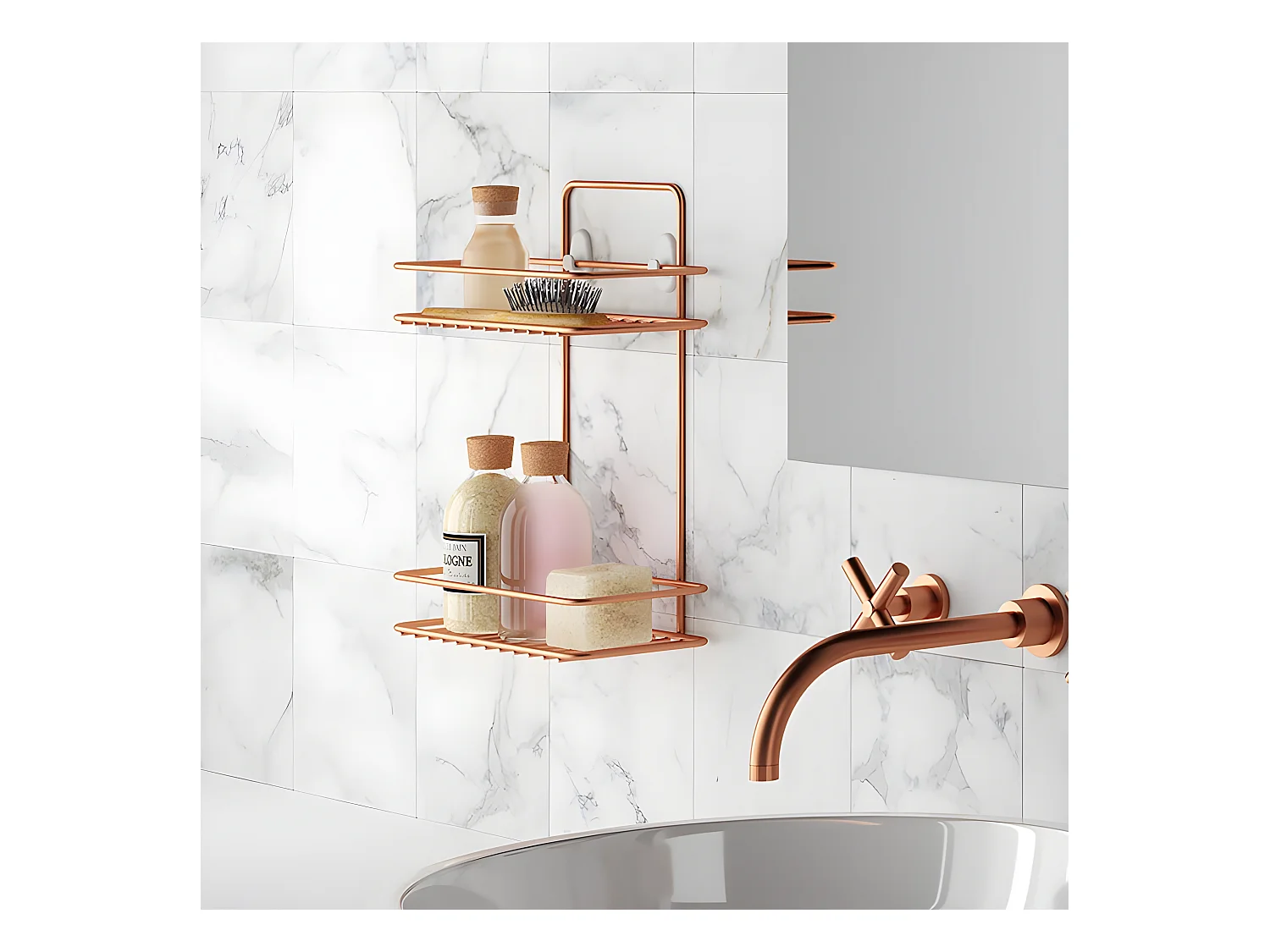 Étagère 2 Niveaux Série REFLEX COPPER de Metaltex. Revêtement exclusif Polytherm® Copper