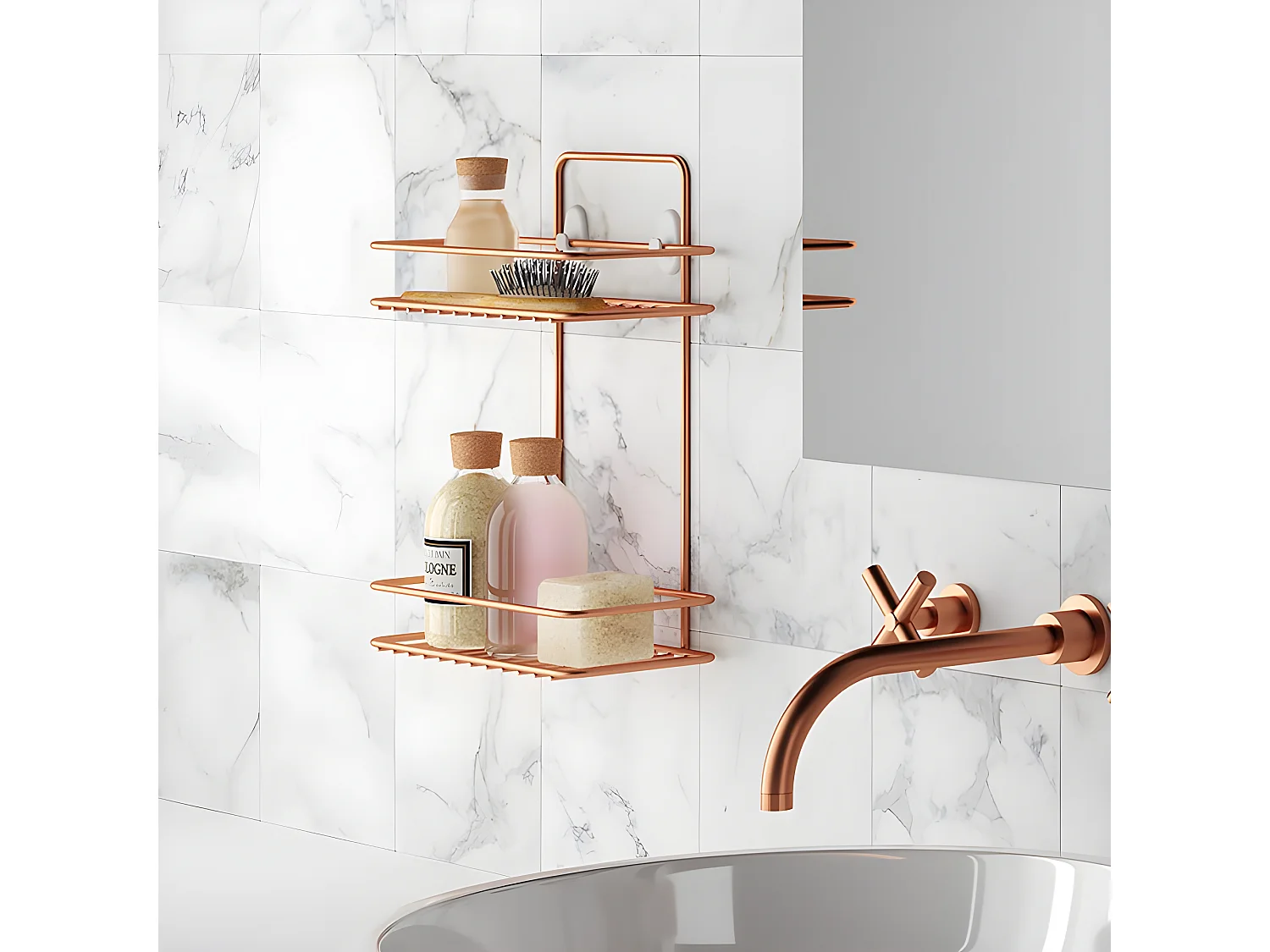 Étagère 2 Niveaux Série REFLEX COPPER de Metaltex. Revêtement exclusif Polytherm® Copper