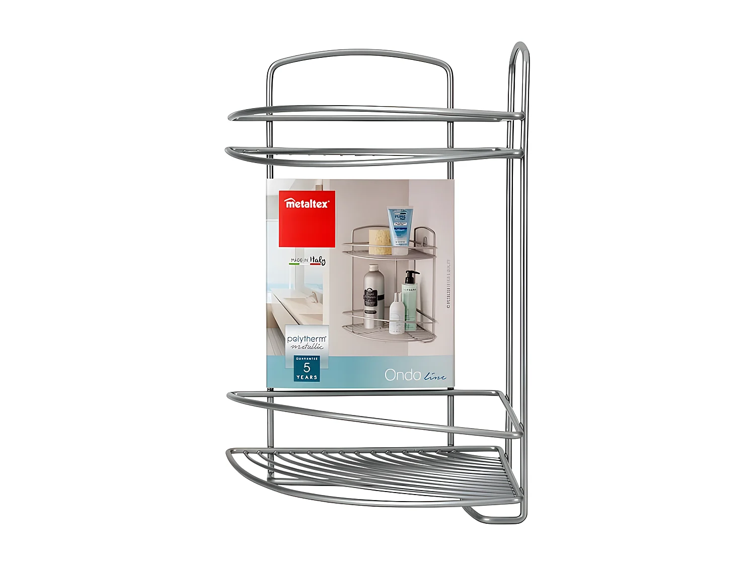 Étagère de Salle de Bain 2 Niveaux Série ONDA de Metaltex. Finition Polytherm® Couleur Argent