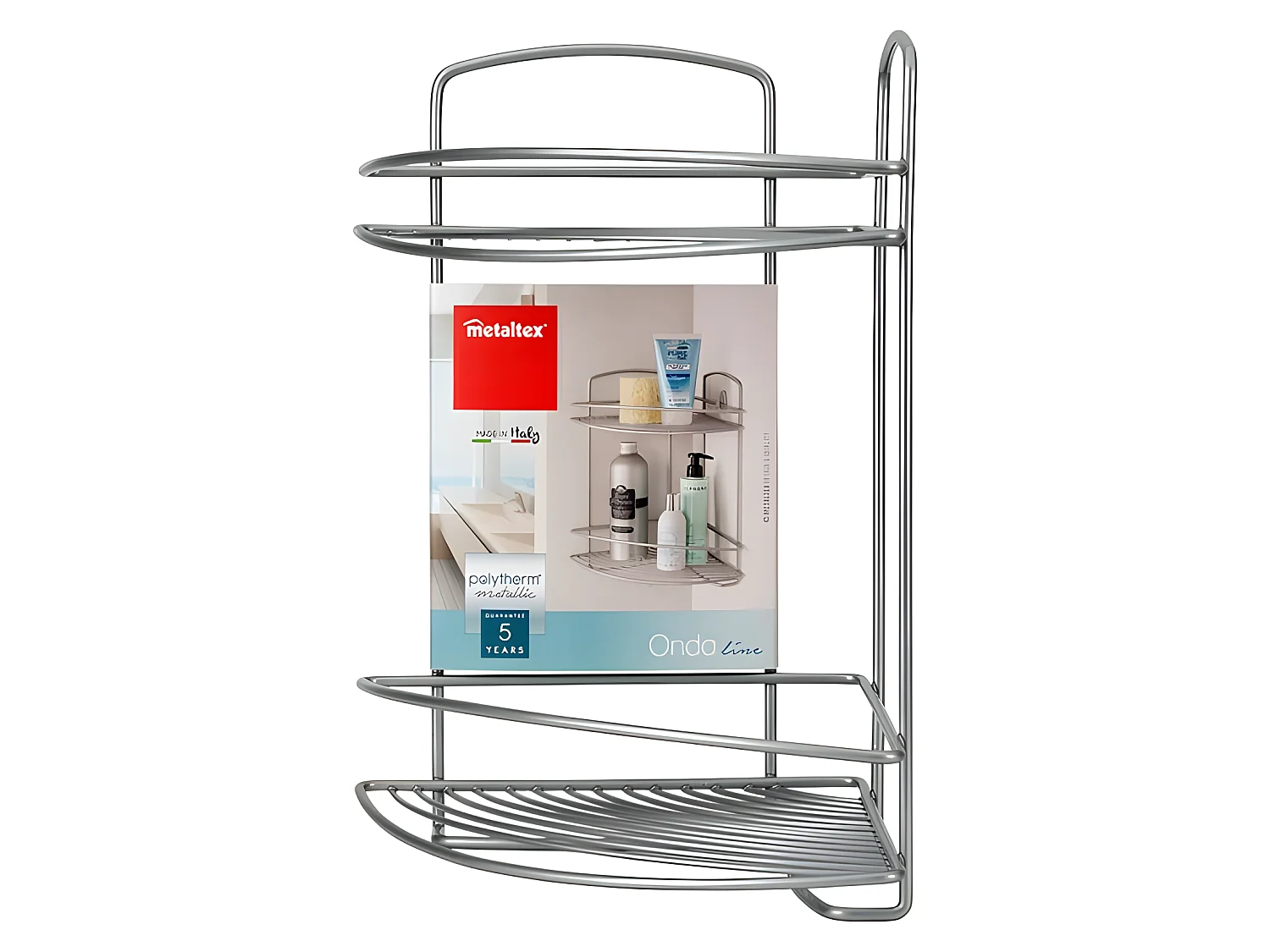 Étagère de Salle de Bain 2 Niveaux Série ONDA de Metaltex. Finition Polytherm® Couleur Argent