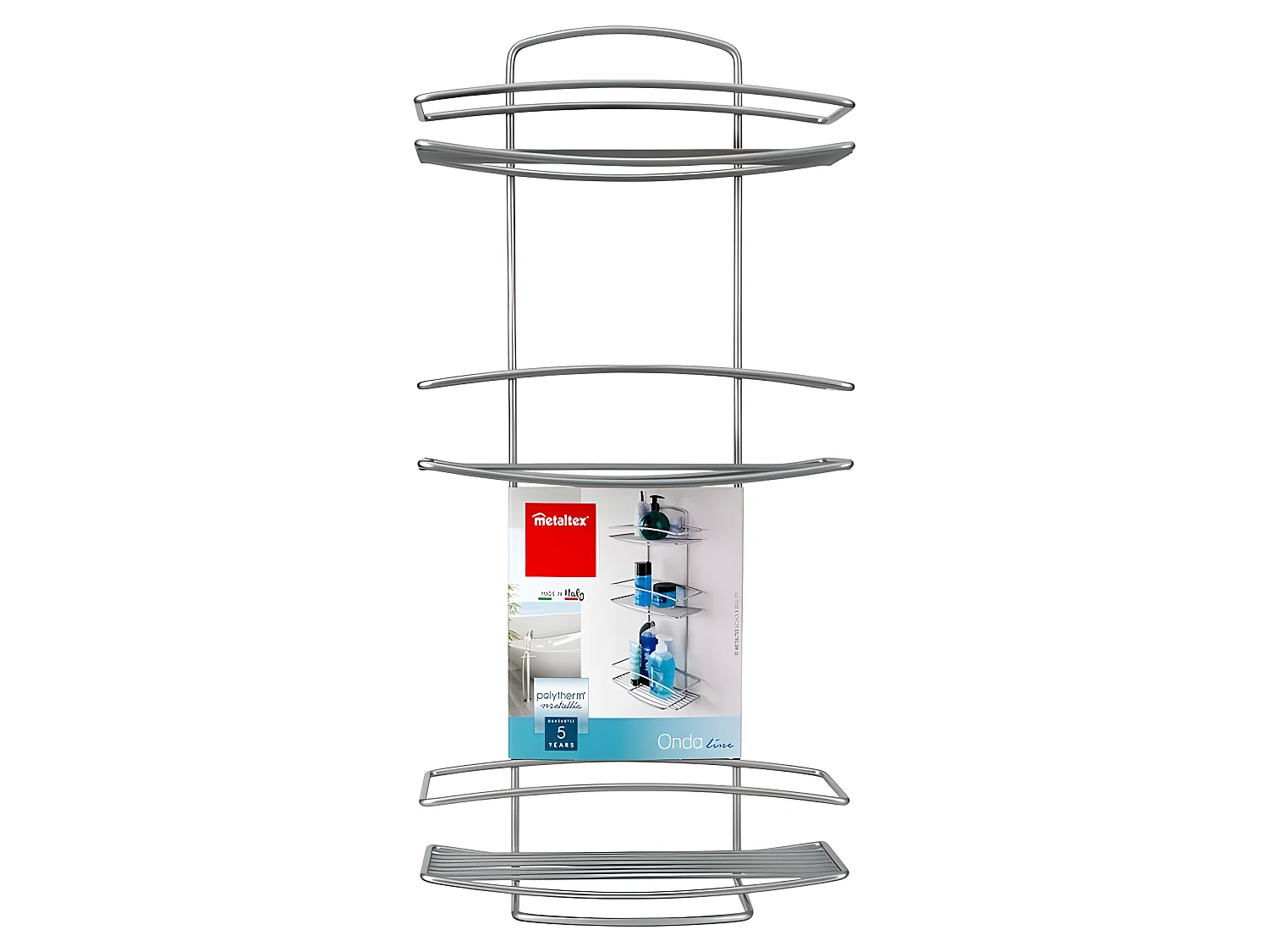 Étagère de Salle de Bain 3 Niveaux Série ONDA de Metaltex. Finition Polytherm® Couleur Argent