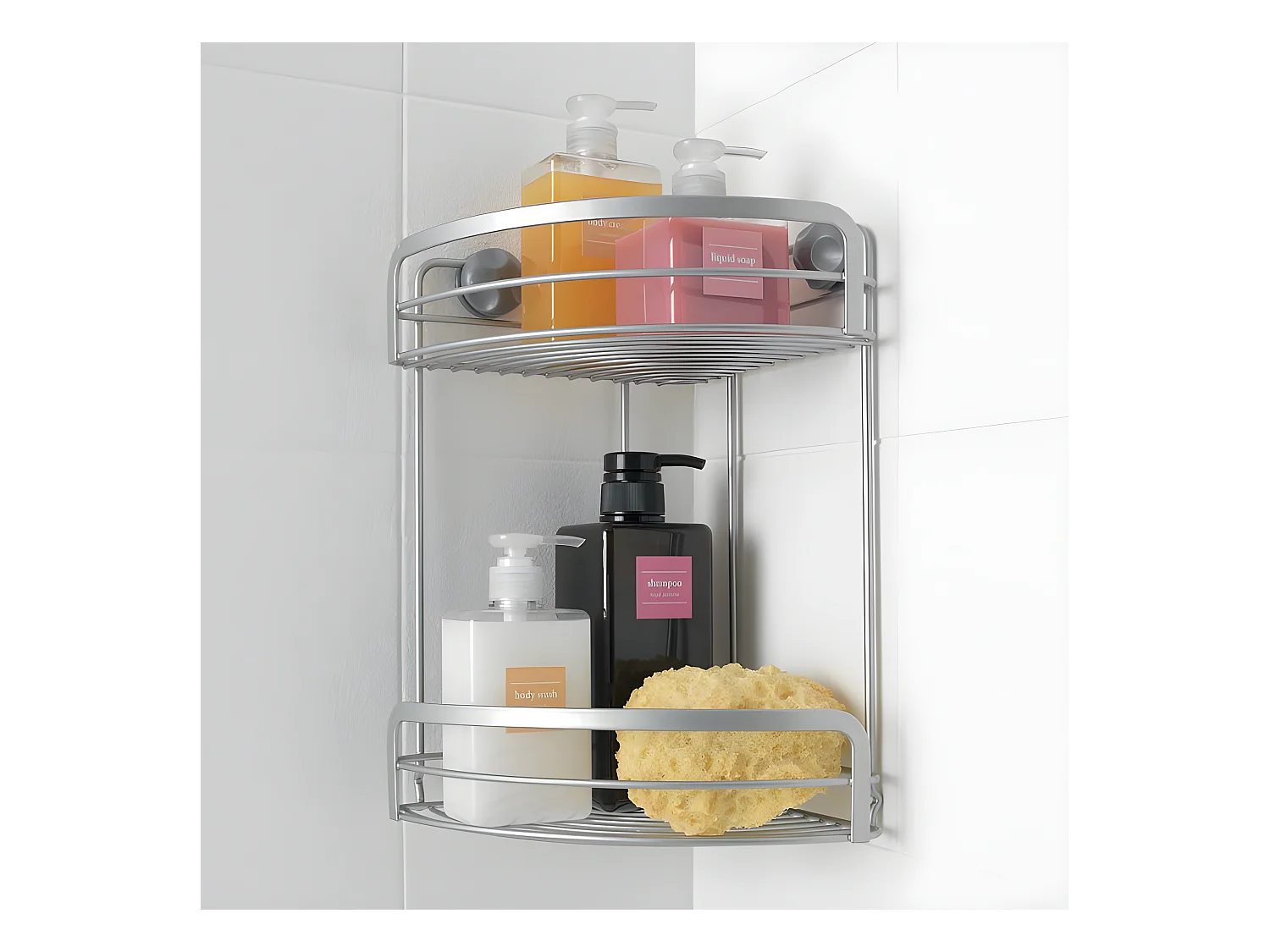 Étagère de Salle de Bain 2 Niveaux Série VIVA de Metaltex. Finition Polytherm® Couleur Argent