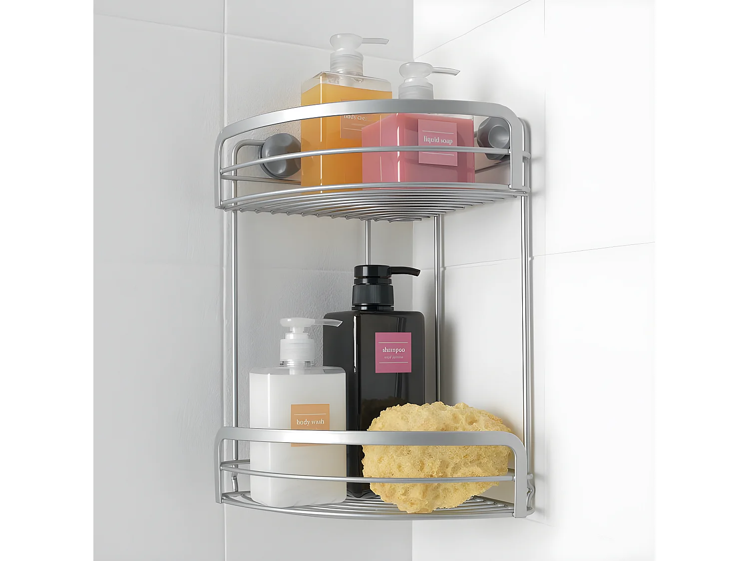 Étagère de Salle de Bain 2 Niveaux Série VIVA de Metaltex. Finition Polytherm® Couleur Argent