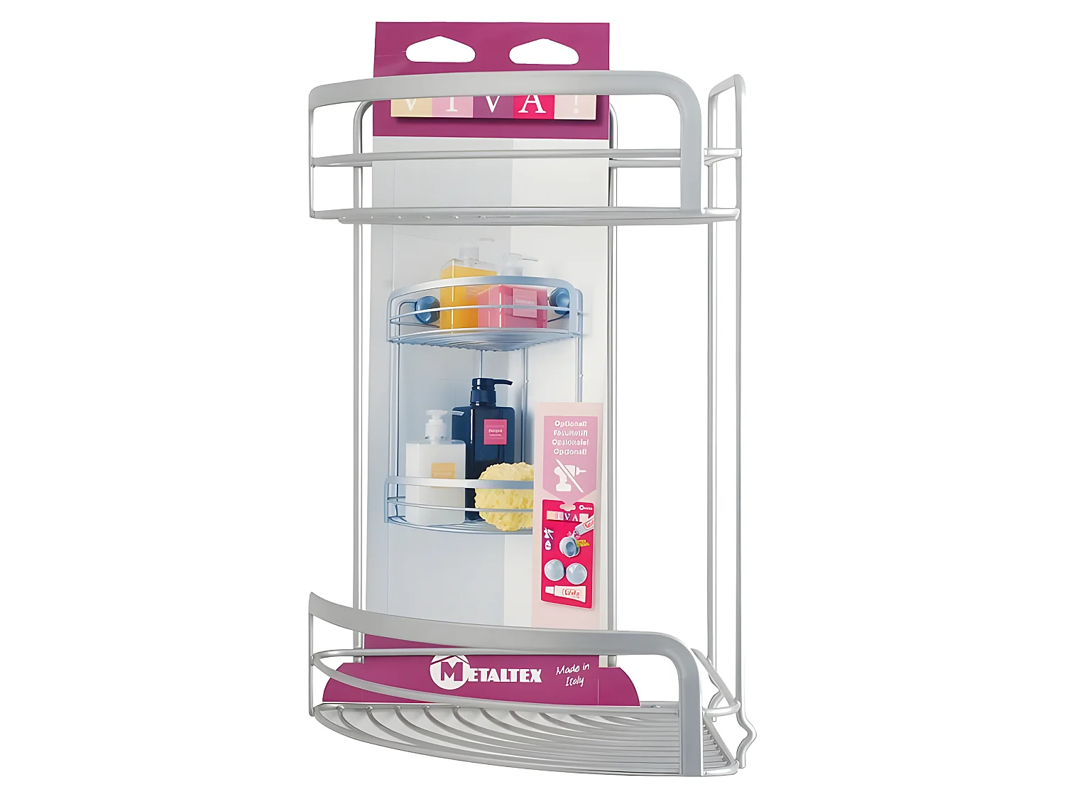 Étagère de Salle de Bain 2 Niveaux Série VIVA de Metaltex. Finition Polytherm® Couleur Argent