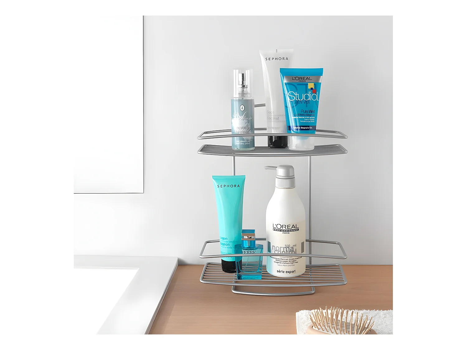 Mensola Bagno 2 Livelli Onda Metaltex Argento Polytherm®