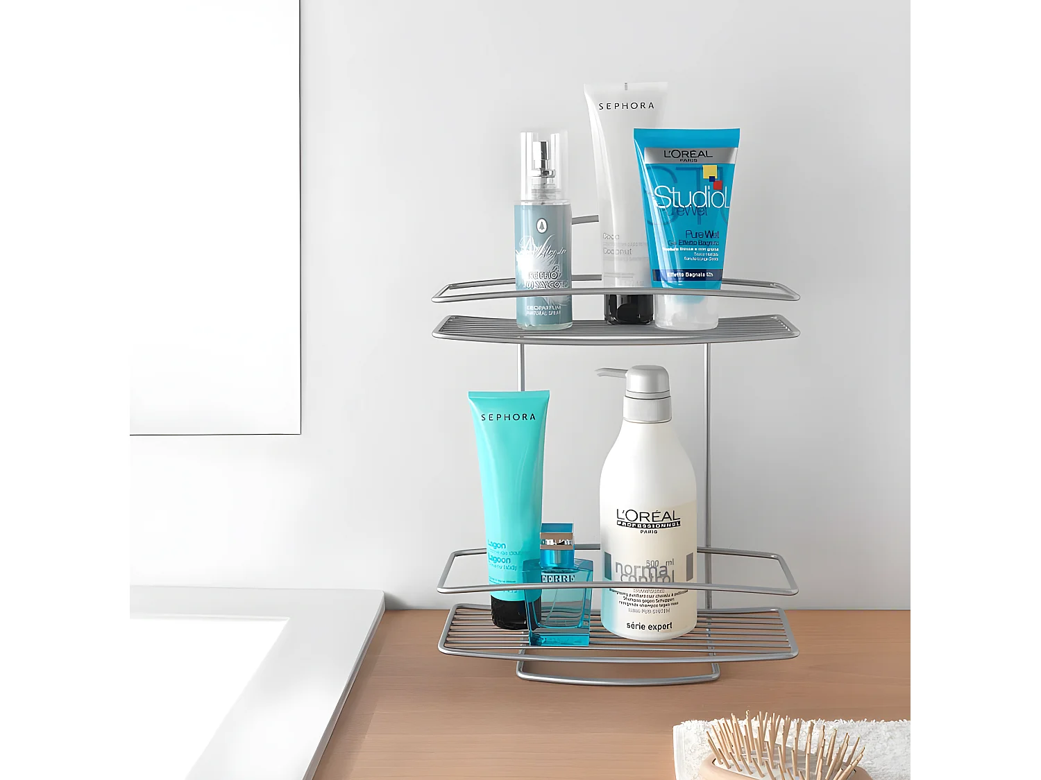 Estantería de Baño 2 Niveles Onda Metaltex Plata Polytherm®