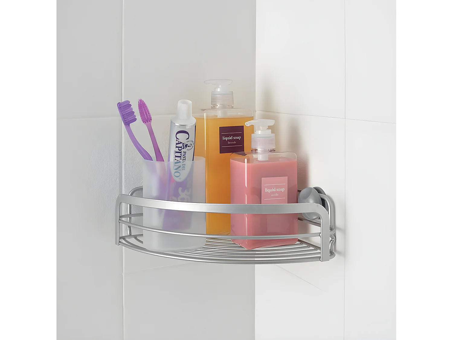 Rangement de Salle de Bain 1 Niveau Série VIVA Metaltex, Finition Polytherm® Couleur Argent