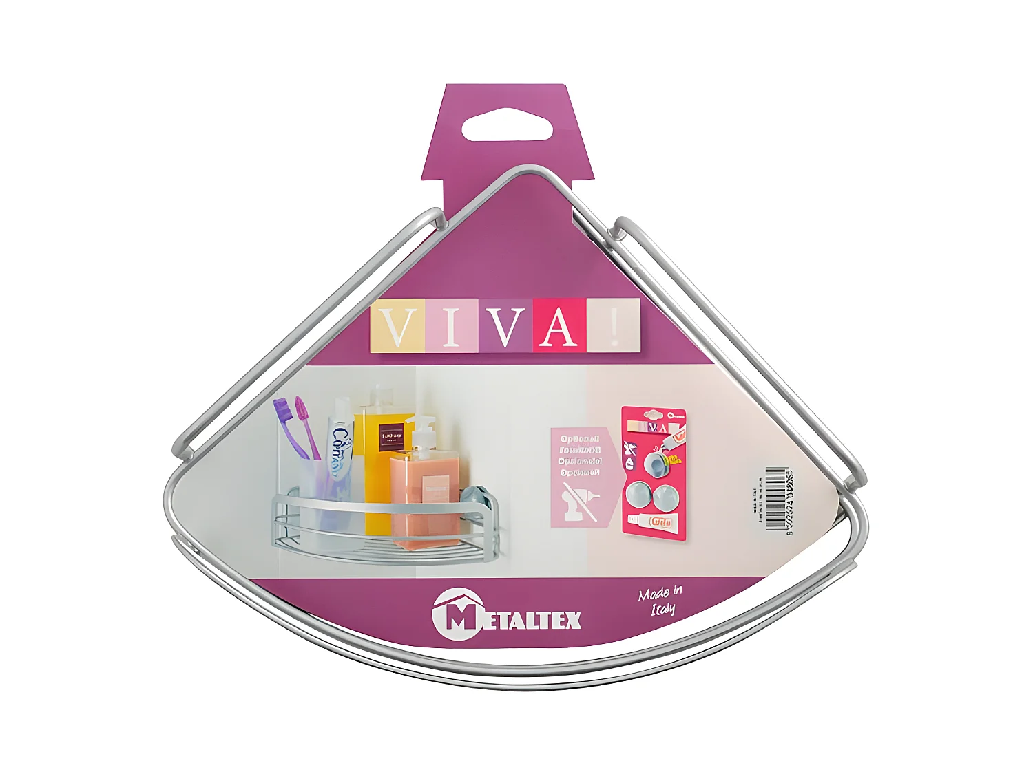 Rangement de Salle de Bain 1 Niveau Série VIVA Metaltex, Finition Polytherm® Couleur Argent