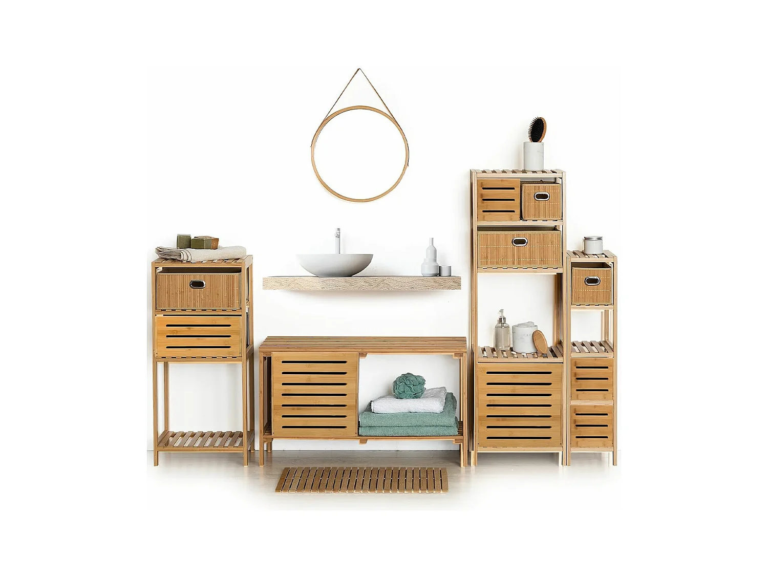 Cesta de almacenaje bambú