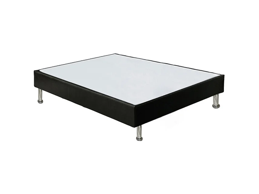 Sommier tapissier 90x190 cm en simili noir et pieds métal - REMIMOS