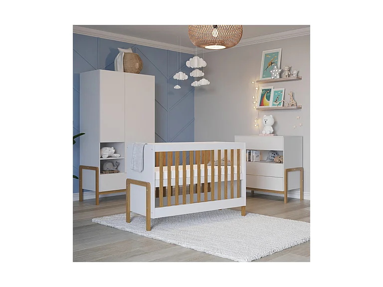 Lit bébé 60x120 Victor - Blanc et Chêne