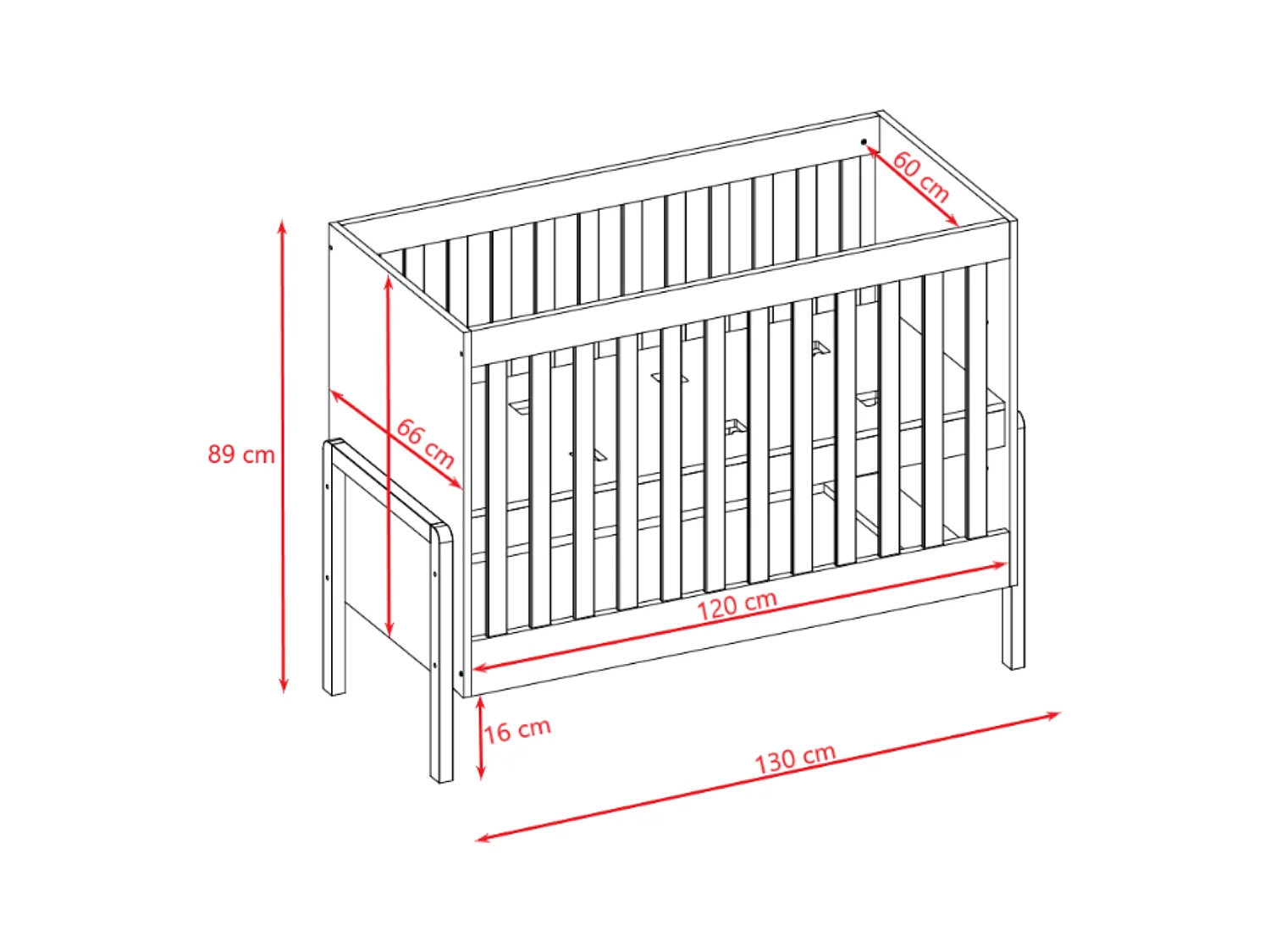 Lit bébé 60x120 Victor - Blanc et Chêne