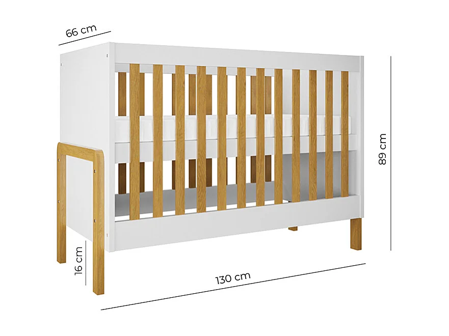 Lit bébé 60x120 Victor - Blanc et Chêne