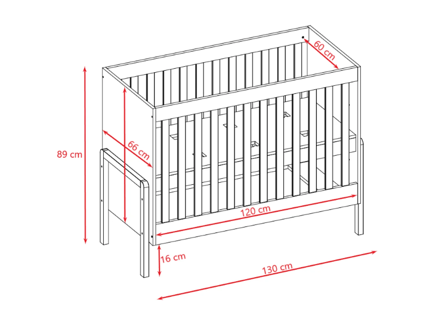 Lit bébé 60x120 Victor - Blanc et Chêne