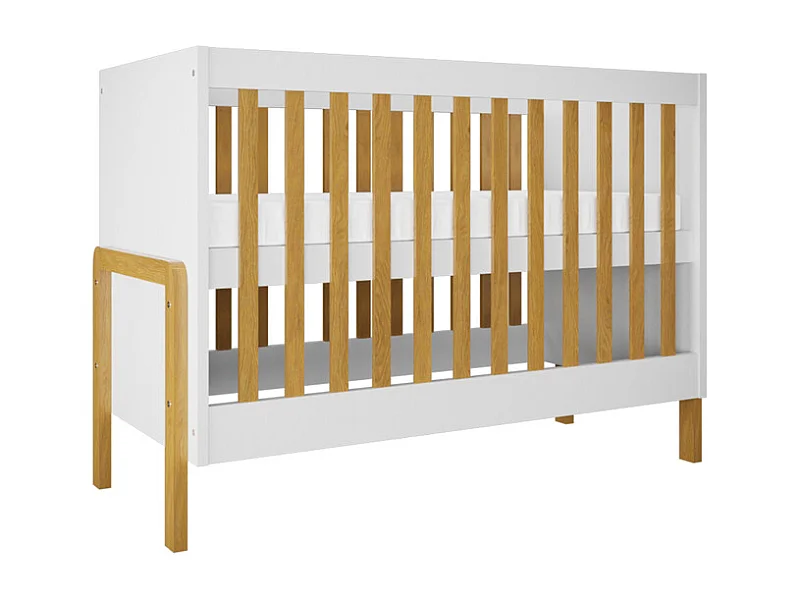 Lit bébé 60x120 Victor - Blanc et Chêne