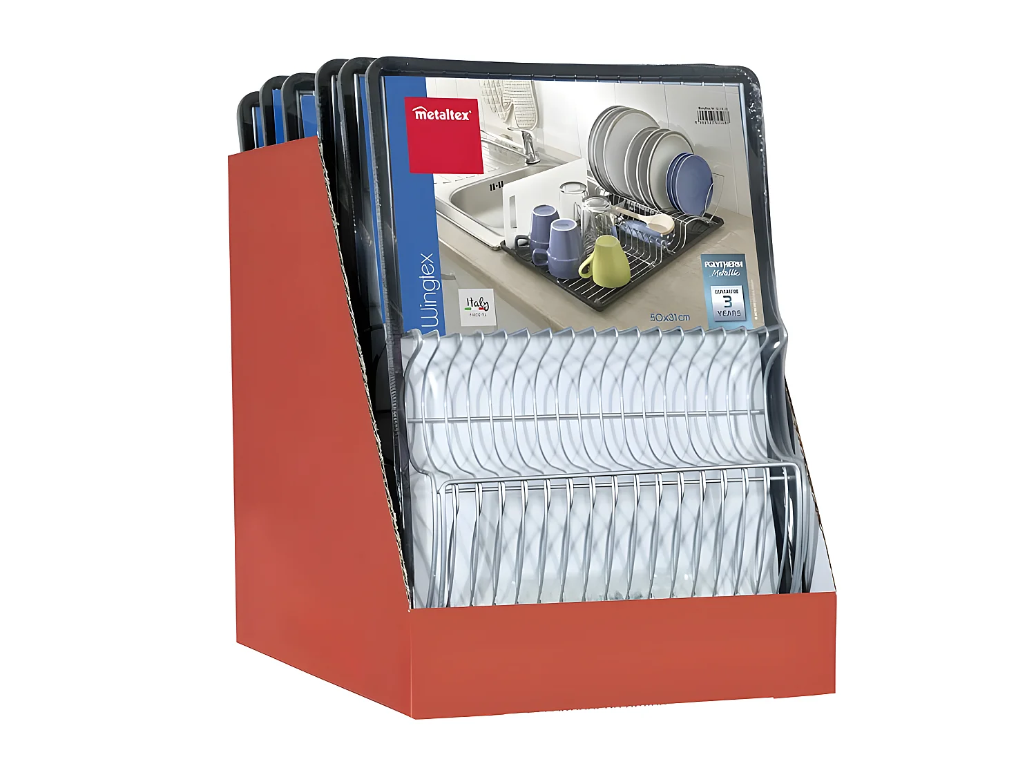 Bandeja escurridora WINGTEX Metaltex 50x31x7 cm Revestimiento Polytherm® Metallic - Plateado