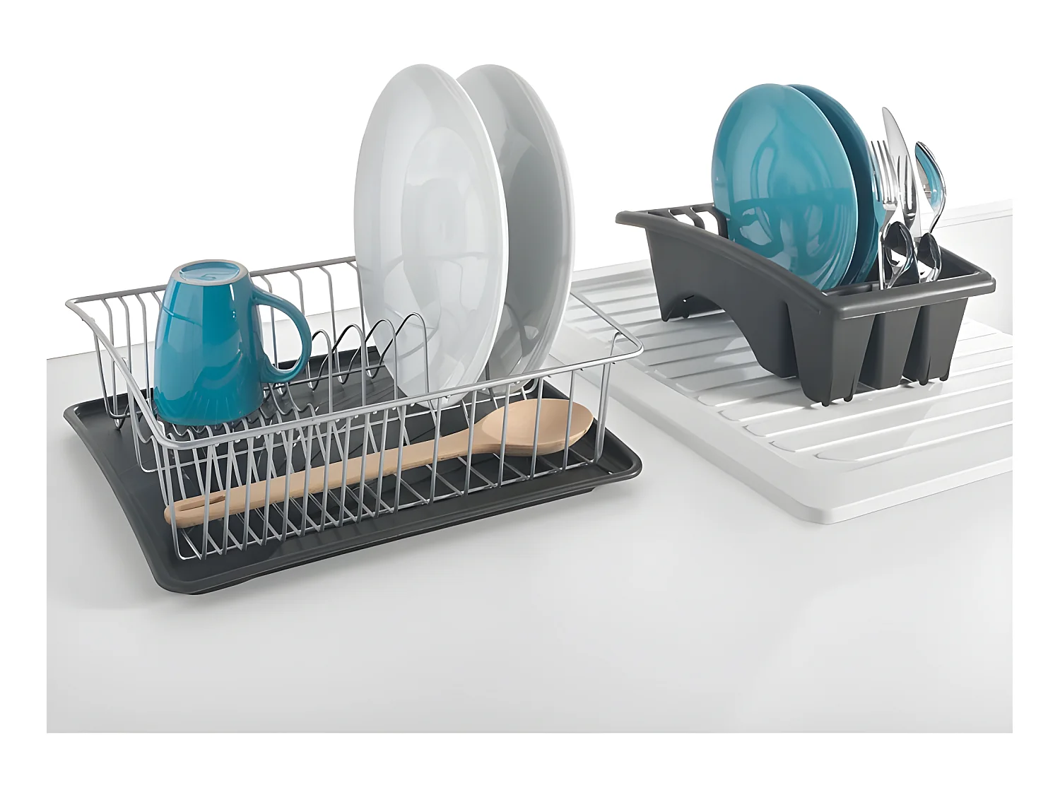 Plateau à égouttoir avec bac et égouttoir à couverts indépendant AQUATEX de Metaltex 31x37x13 cm