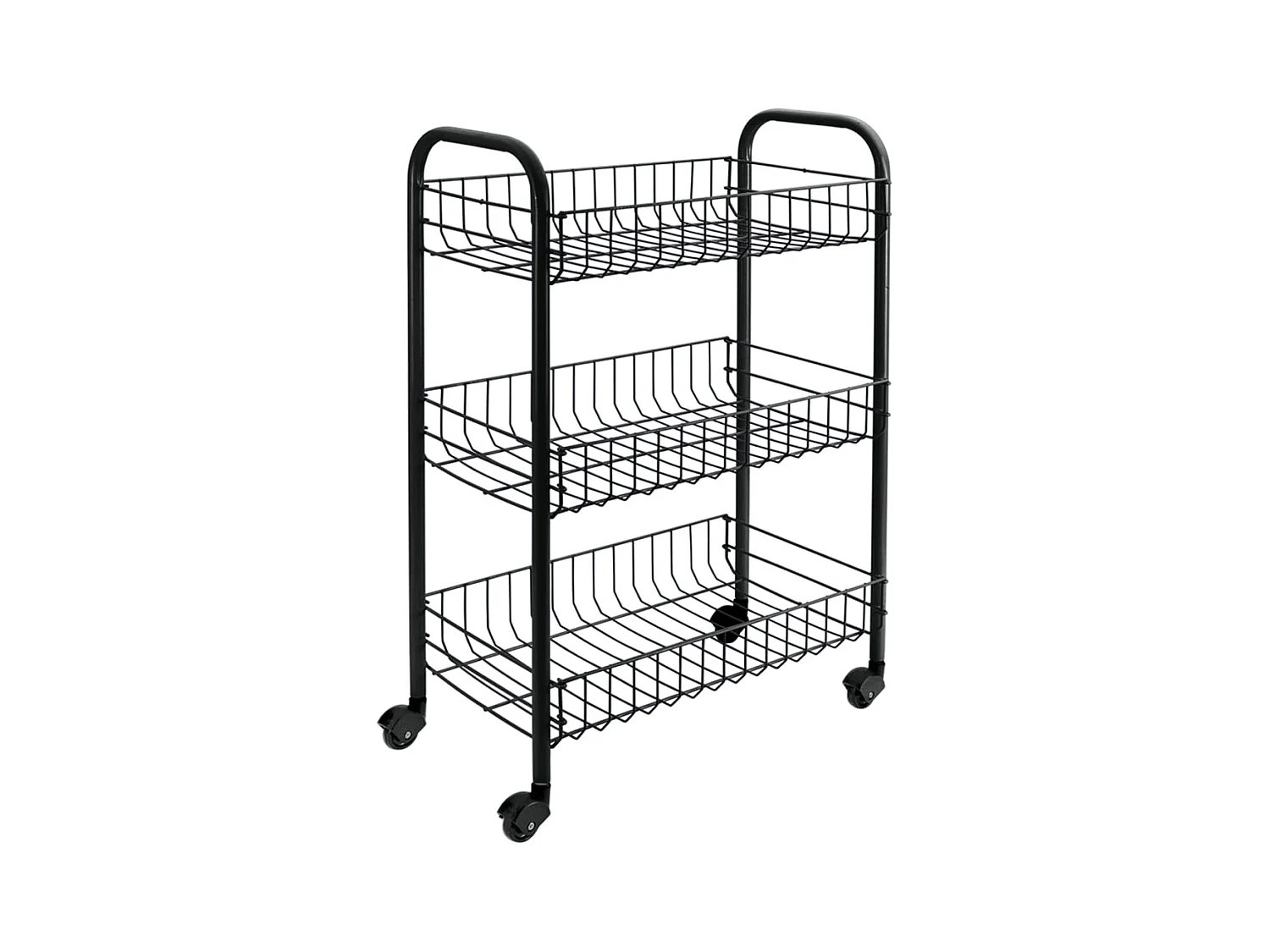 Carrello da Cucina con 3 Cestini Siena Nero