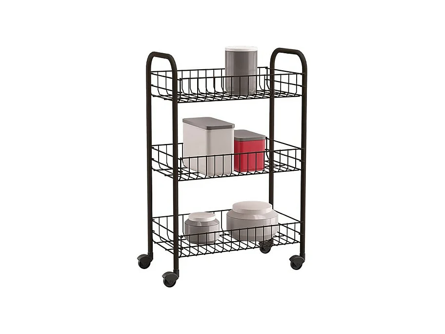 Étagère Multiusage 3 Étagères SIENA BLACK de Metaltex. Couleur Noir