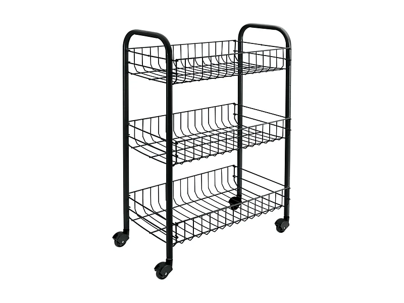 Carrinho de cozinha com 3 cestos Siena preto