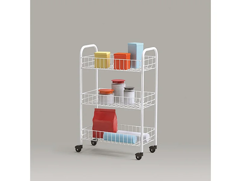 Servierwagen mit 3 Körben Siena Weiß