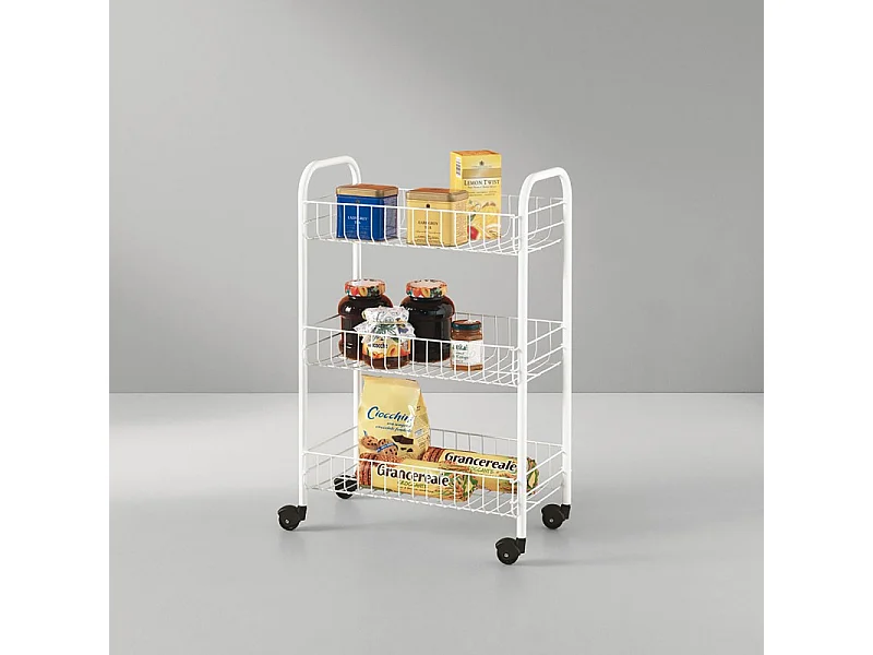 Servierwagen mit 3 Körben Siena Weiß