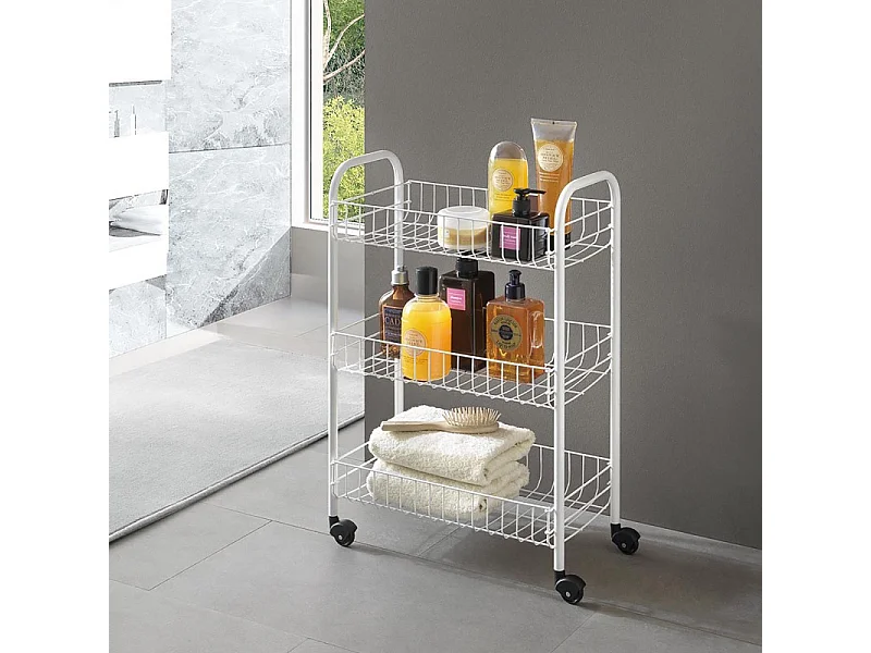 Servierwagen mit 3 Körben Siena Weiß