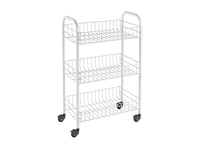 Chariot de cuisine avec 3 paniers Siena Blanc