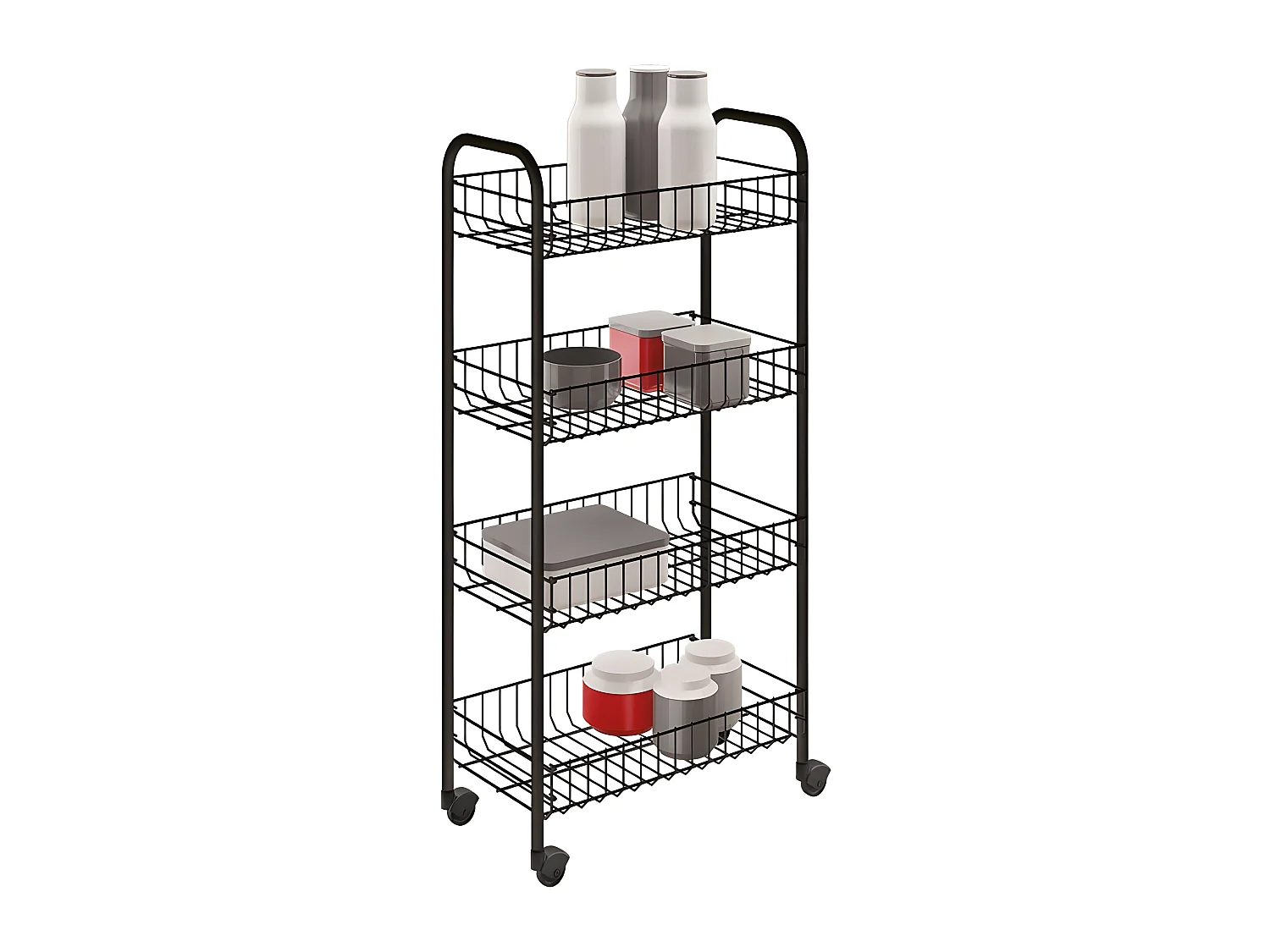 Étagère Multifonction 4 Étagères PISA BLACK de Metaltex. Couleur Noir