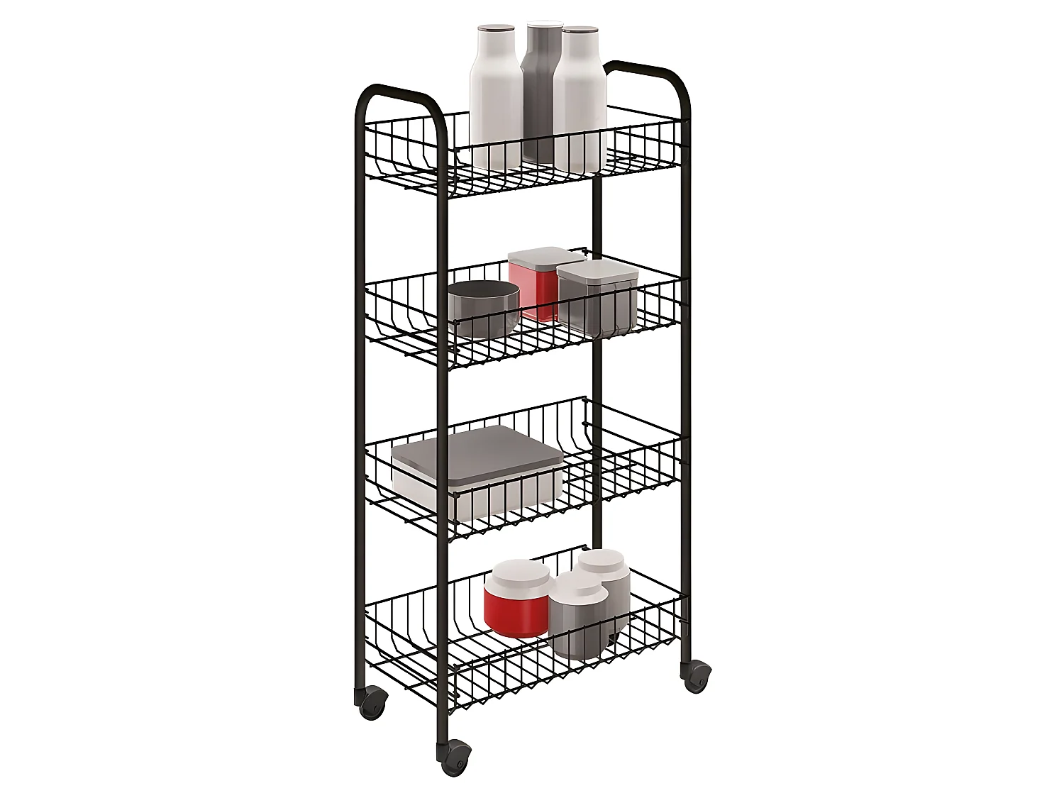 Estante Multifuncional 4 Prateleiras PISA BLACK Metaltex 41x23x84 cm