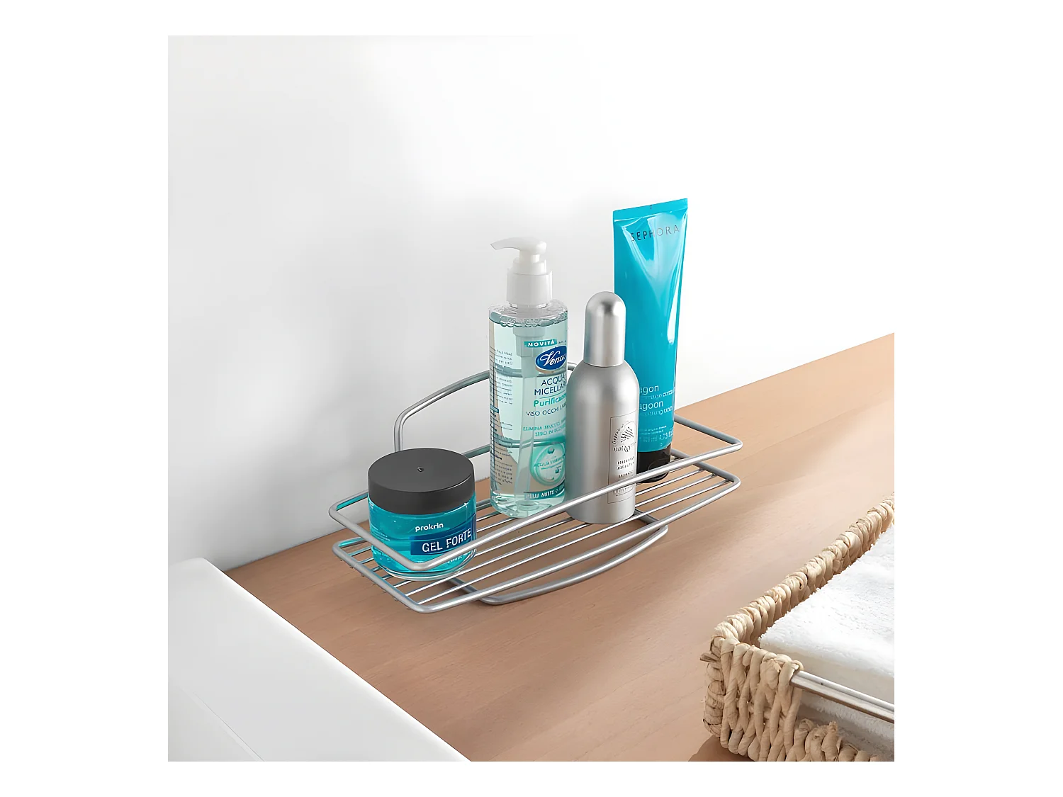 Étagère de Salle de Bain 1 Niveau Série ONDA de Metaltex. Finition Polytherm® Couleur Argent