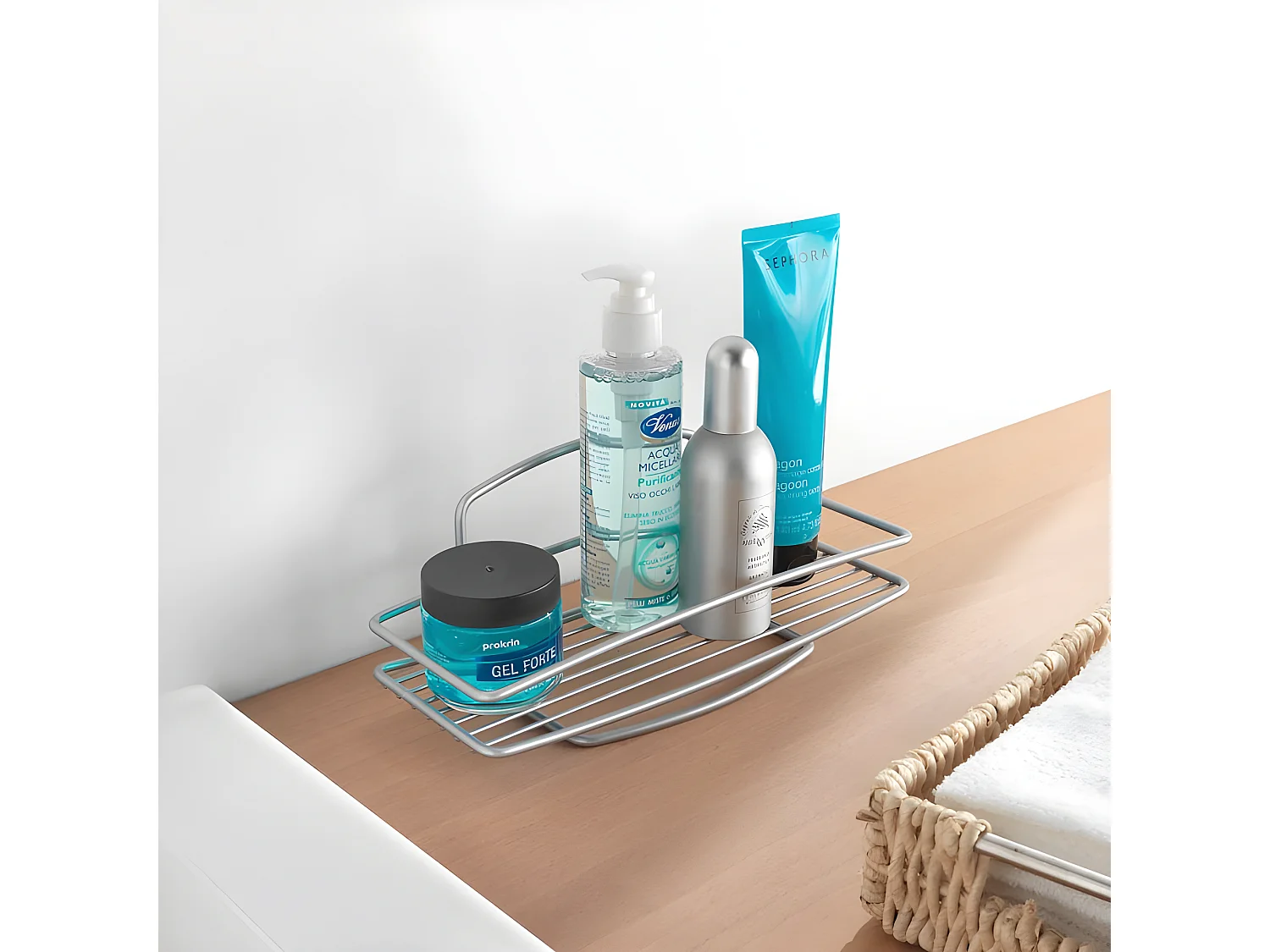 Badkamerrek 1 Niveau ONDA Metaltex Zilver Zwart 26x11x11 cm