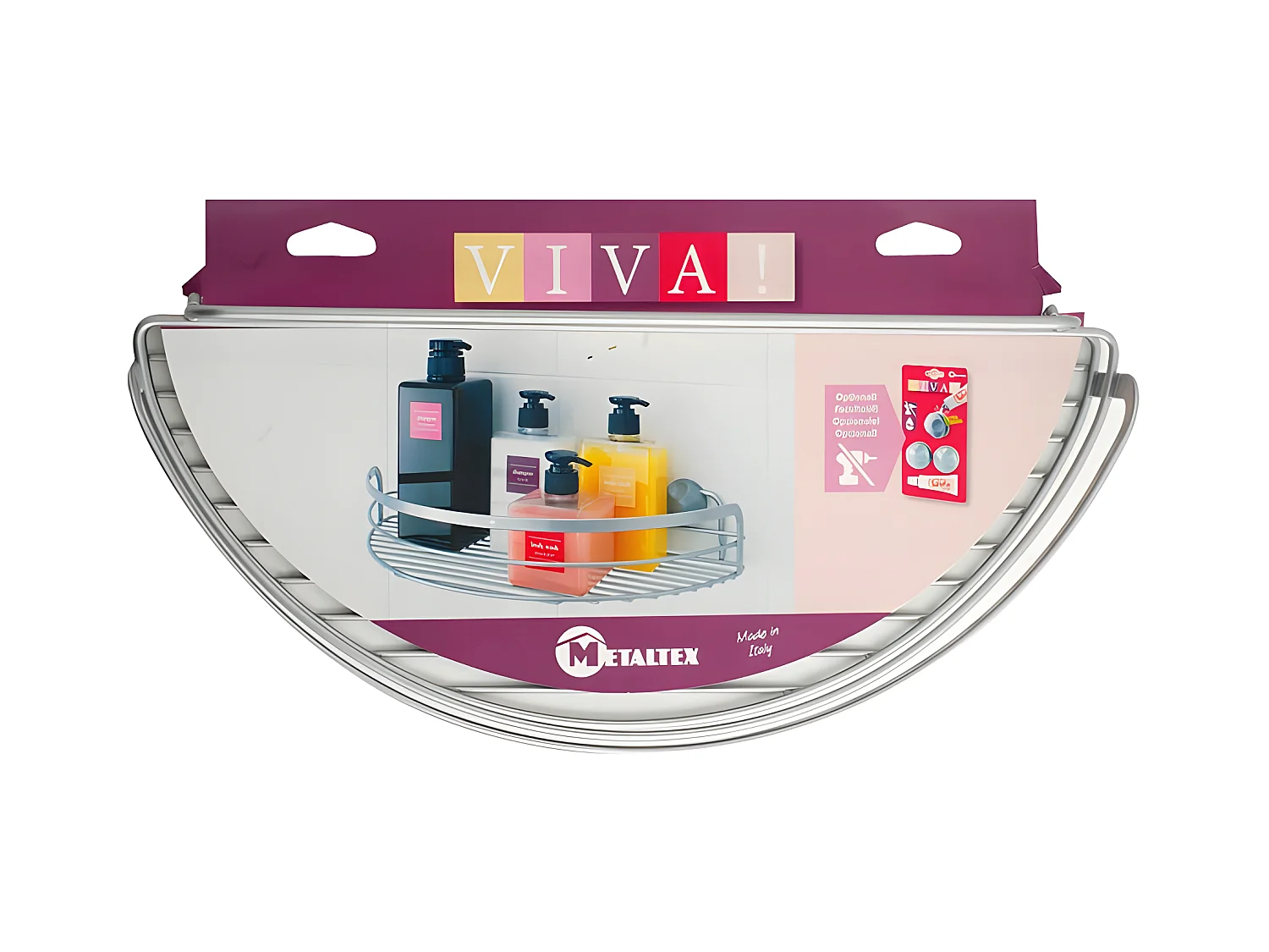 Estante de Banheiro Semi-Circular VIVA Metaltex Polytherm® Prateado