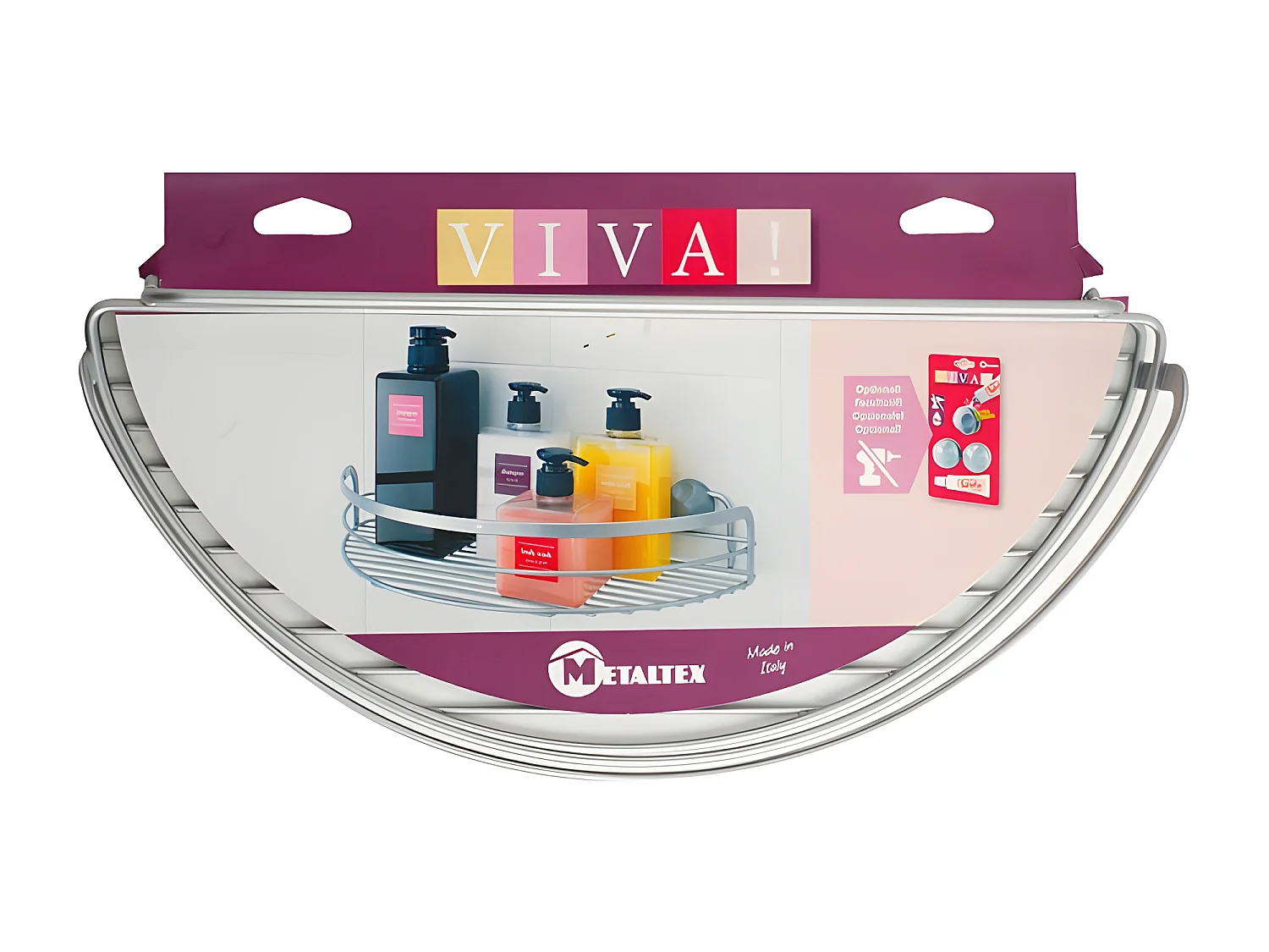 Mensola Bagno Semicerchio VIVA Metaltex Polytherm® Argento