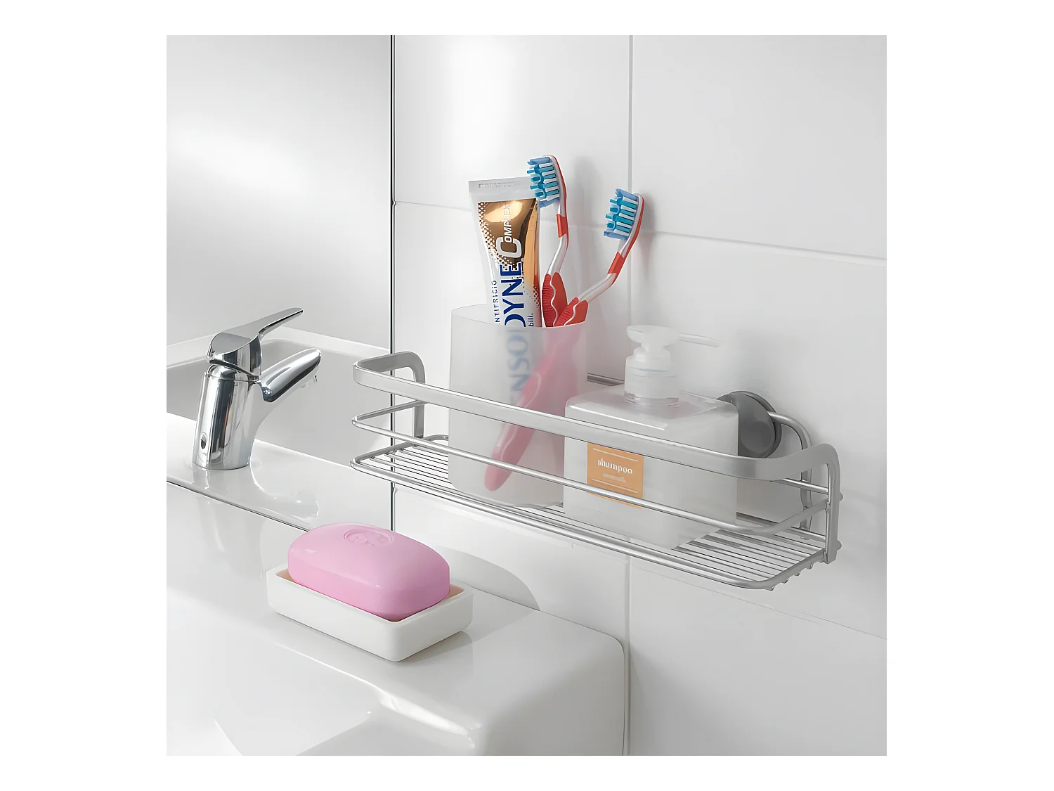 Étagère de Salle de Bain 1 Niveau Série VIVA de Metaltex. Finition Polytherm® Couleur Argent