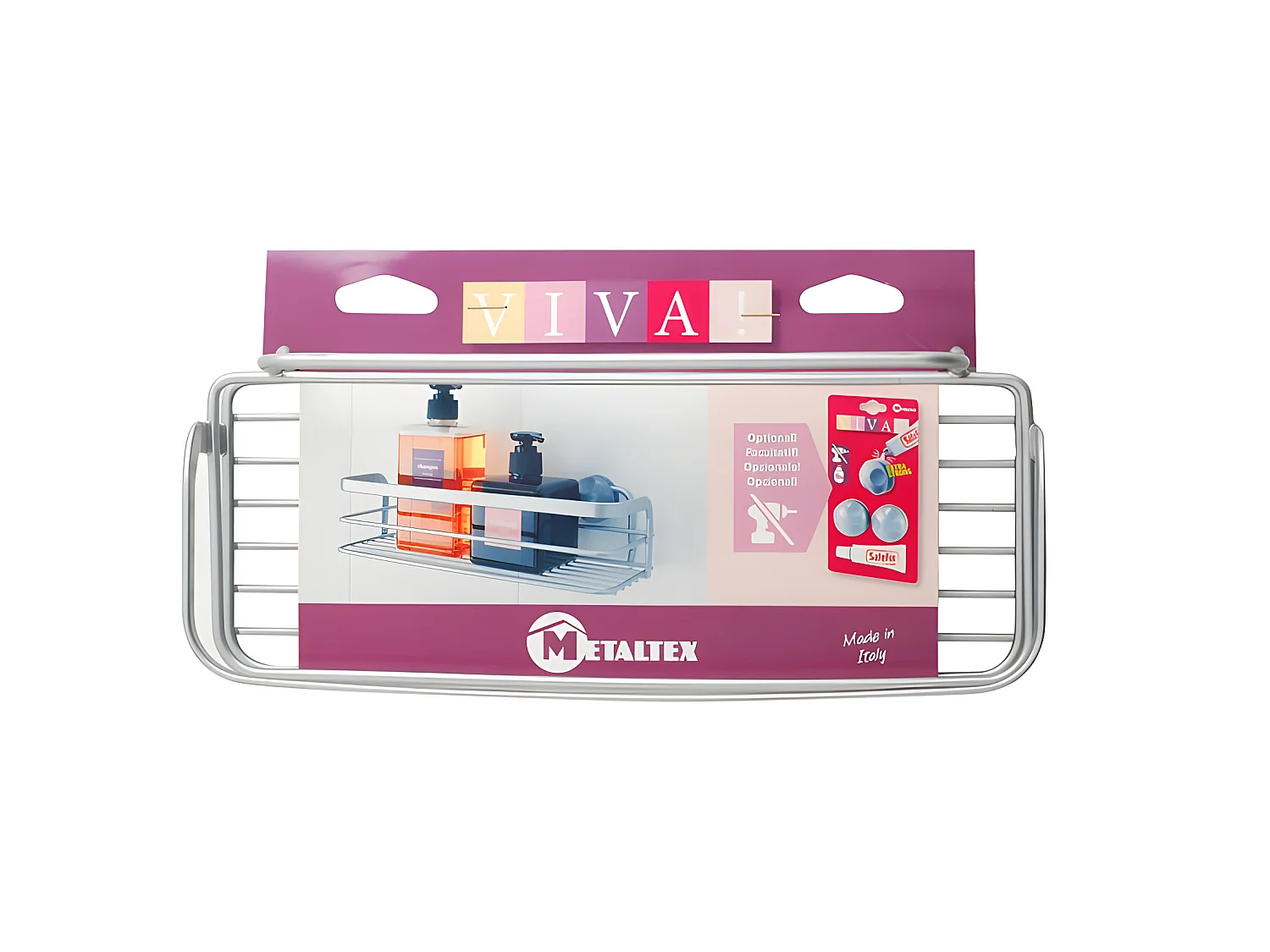 Étagère de Salle de Bain 1 Niveau Série VIVA de Metaltex. Finition Polytherm® Couleur Argent